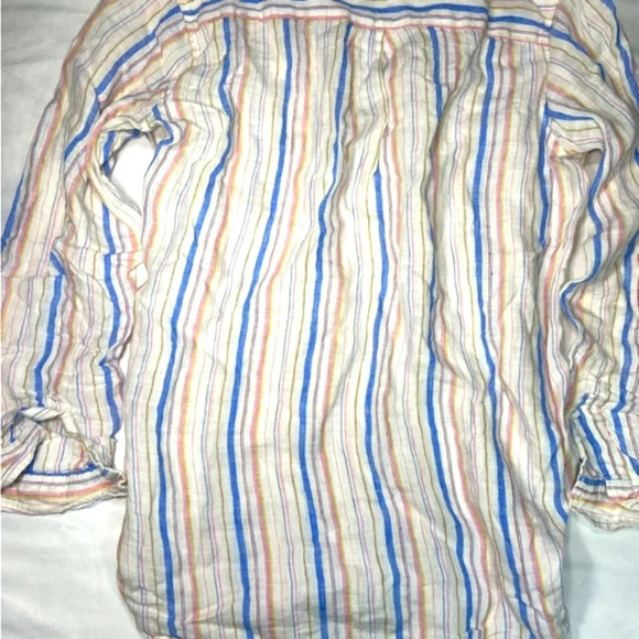 GAP- Woman's, Medium Boyfriend Stripe Popover Linen Tunic - Picture 6 of 8